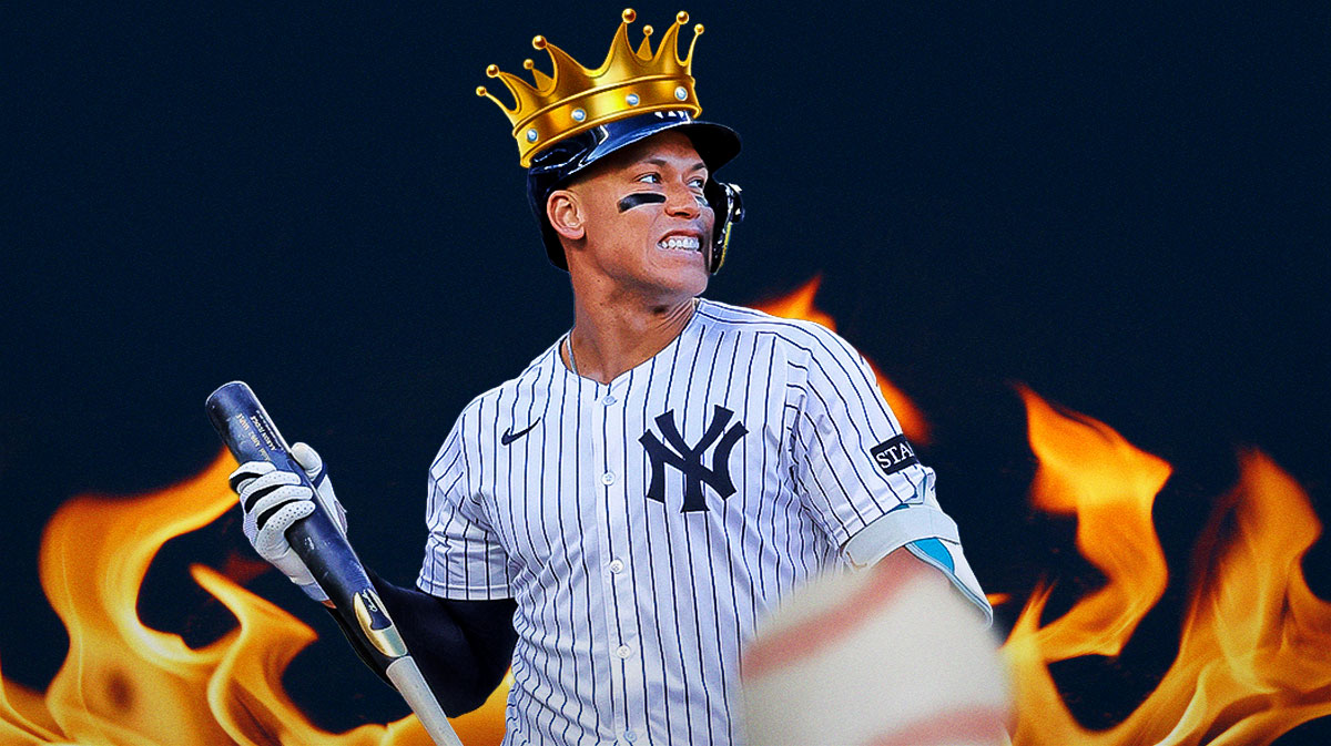 Aaron Judge, Yankees, Brewers, Yankees Brewers, Aaron Judge home run, Aaron Judge looking hype, fire on graphic, crown on his head