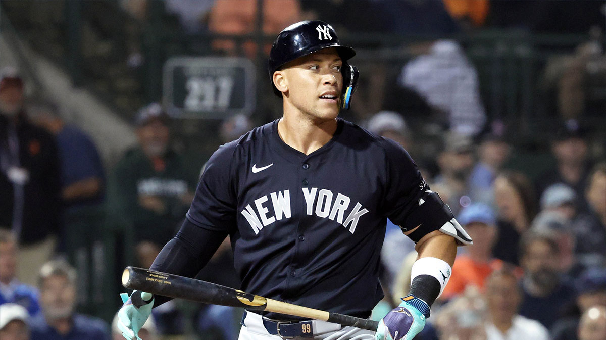 New York Yankees outfielder Aaron Judge (99) looks on after he strikes out during the fifth inning against the Baltimore Orioles at Ed Smith Stadium.