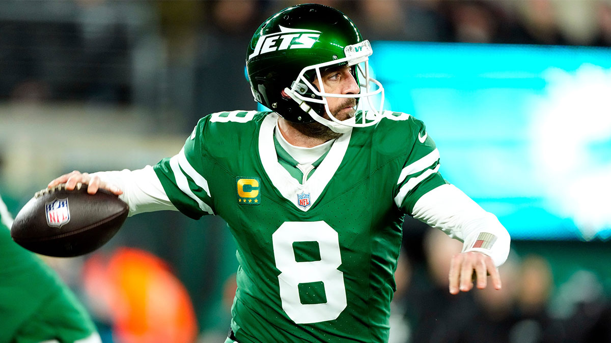 New York Jets quarterback Aaron Rodgers (8) may have played his last game for Gang Green, Sunday January 5, 2025, in East Rutherford.