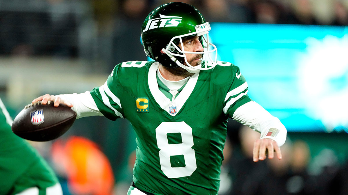 New York Jets quarterback Aaron Rodgers (8) may have played his last game for Gang Green, Sunday January 5, 2025, in East Rutherford.