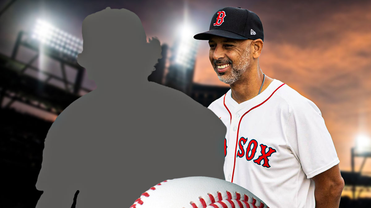 Red Sox's Marcelo Mayer as a silhouette. Alex Cora.