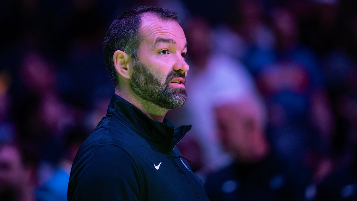 Dec 27, 2024; Phoenix, Arizona, USA; Dallas Mavericks assistant coach Alex Jensen against the Phoenix Suns at Footprint Center.