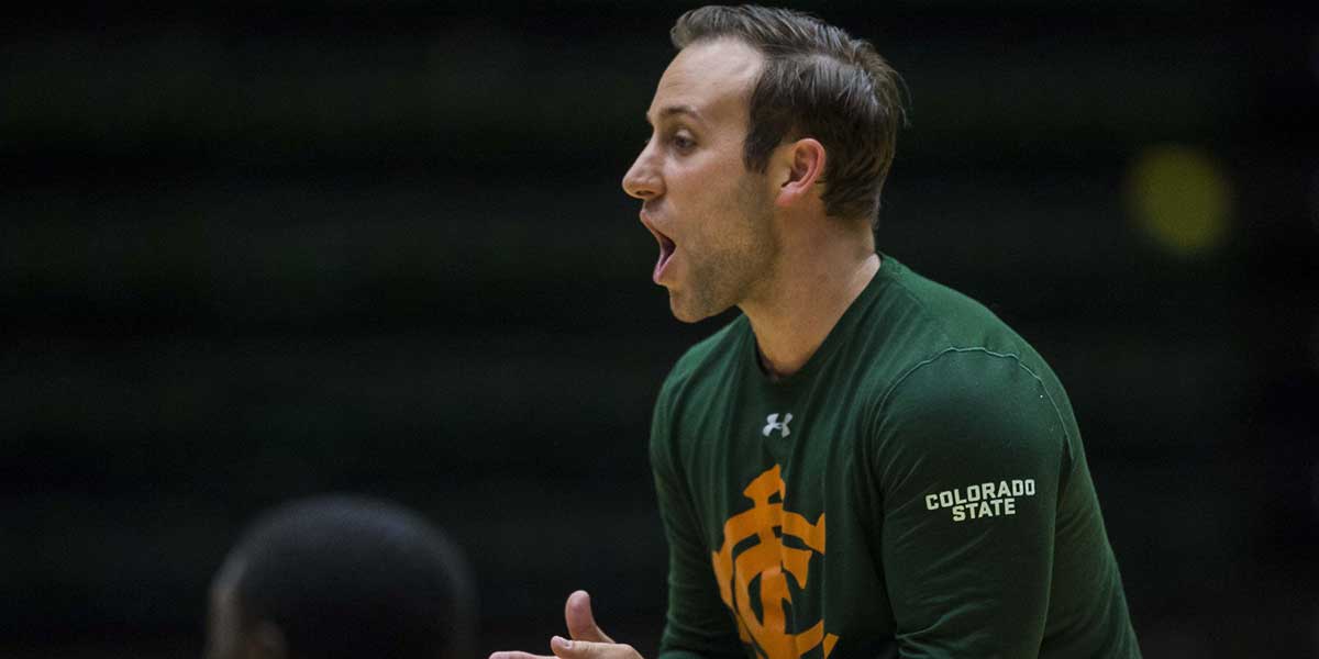 Colorado State University assistant coach Ali Farokhmanesh talks to players during CSU's first practice of the 2018-2019 season on Thursday, Sept. 27, 2018, at Moby Arena in Fort Collins.