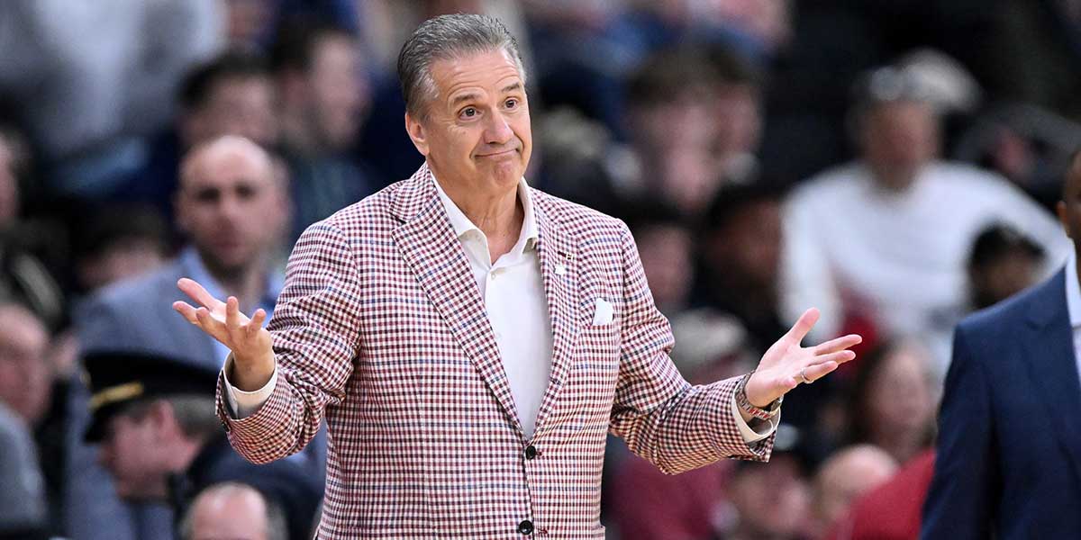 Arkansas Razorbacks head coach John Calipari during the first half of a second round men’s NCAA Tournament game against the St. John's Red Storm at Amica Mutual Pavilion.