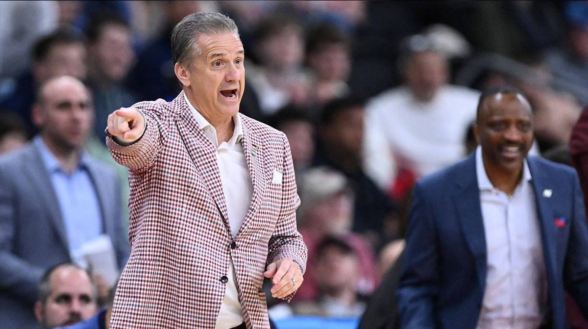 Arkansas Razorbacks head coach John Calipari during the first half of a second round men’s NCAA Tournament game against the St. John's Red Storm at Amica Mutual Pavilion.
