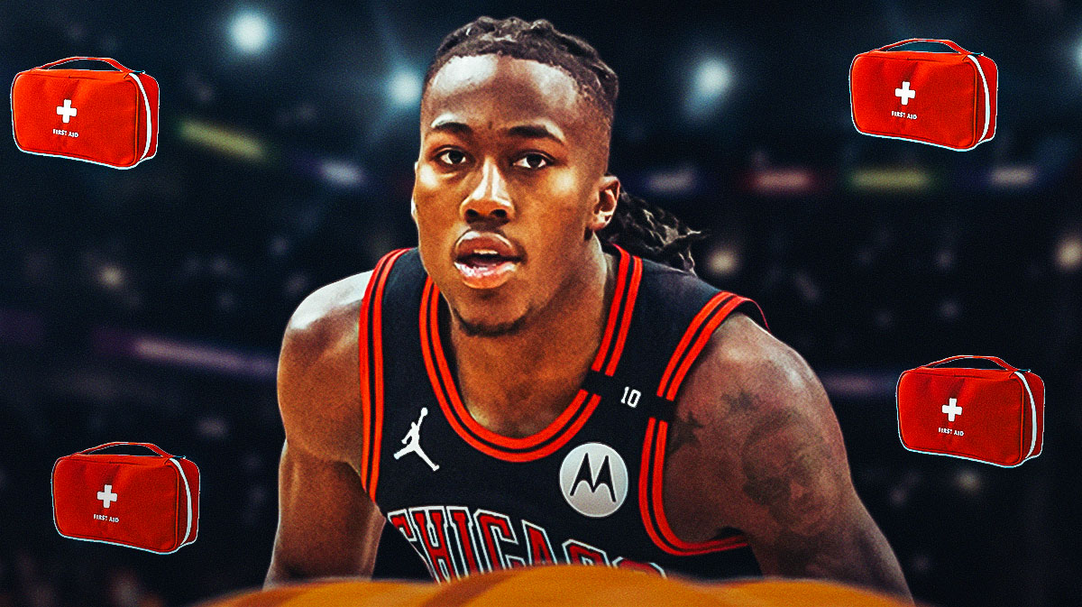 Bulls' Ayo Dosunmu with first aid kits around him