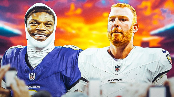 Lamar Jackson and Cooper Rush in a Ravens jersey.