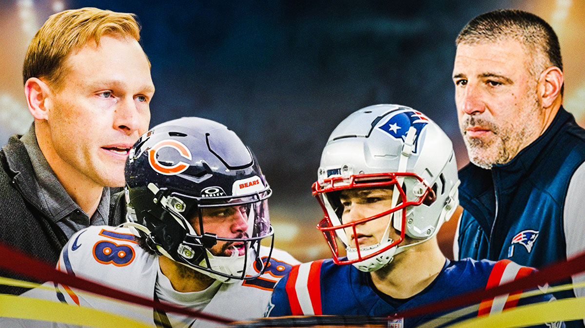 Free agency winners, Chicago Bears head coach Ben Johnson and quarterback Caleb Williams, with New England Patriots head coach Mike Vrabel and quarterback Drake Maye