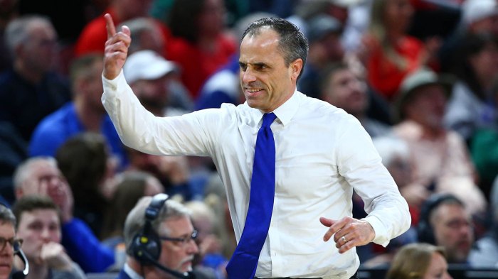Drake Bulldogs head coach Ben McCollum reacts after a play against the Texas Tech Red Raiders during the first half at Intrust Bank Arena. Mandatory Credit: Nick Tre. Smith-Imagn Images