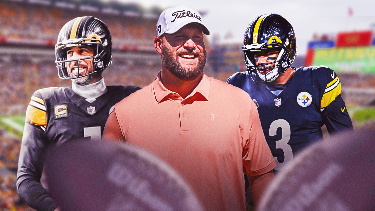 Former Pittsburgh Steelers quarterback Ben Roethlisberger in the middle of Aaron Rodgers and Russell Wilson