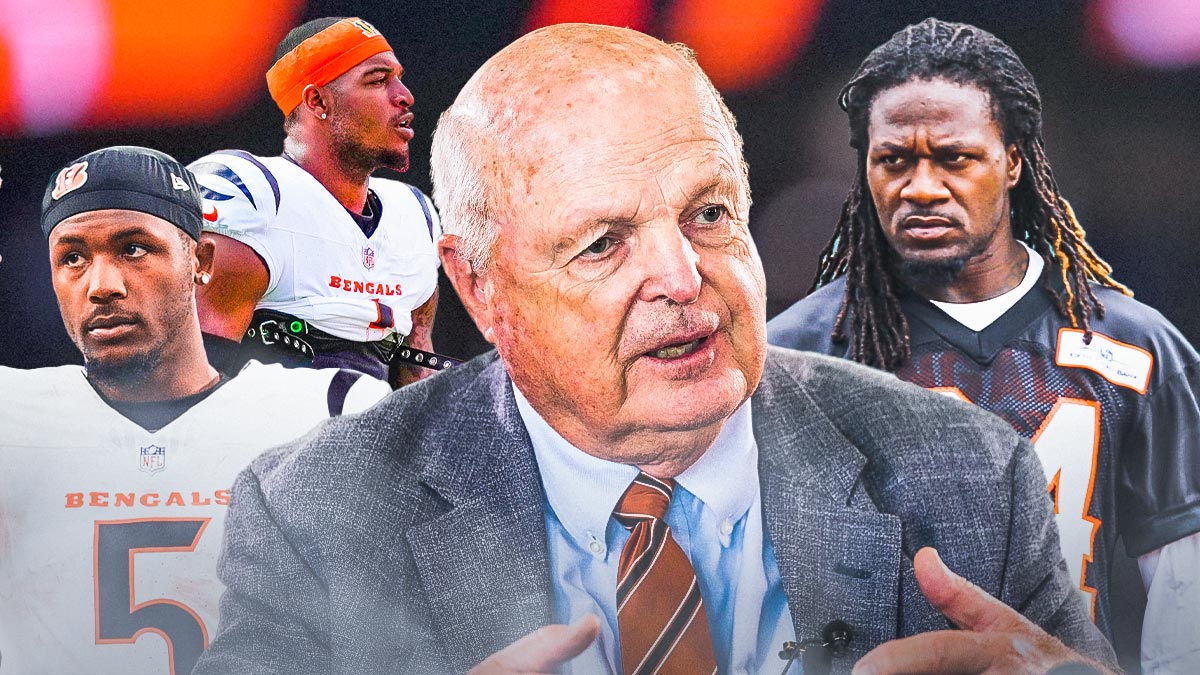 Former Cincinnati Bengals player Adam Pacman Jones on the right next to owner Mike Brown, who got free agency deals done with Ja'Marr Chase and Tee Higgins (on the left).