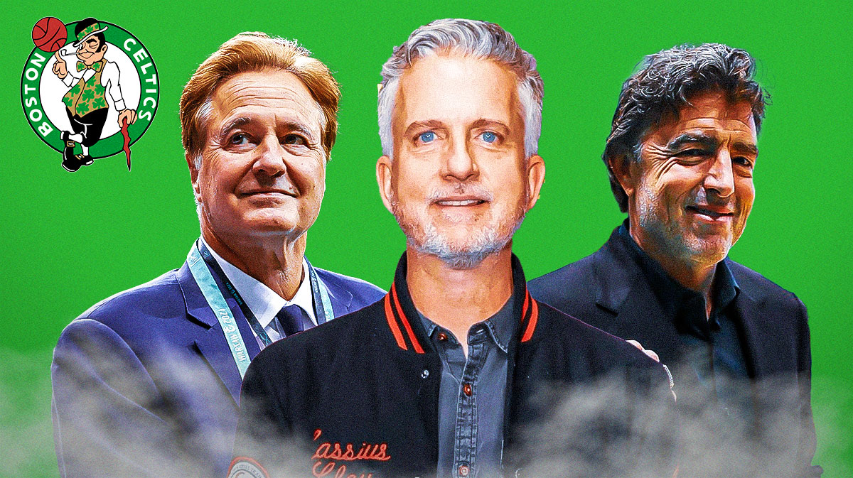 Boston Celtics owner Steve Pagliuca, NBA analyst Bill Simmons, and Celtics majority owner Wyc Grousbeck