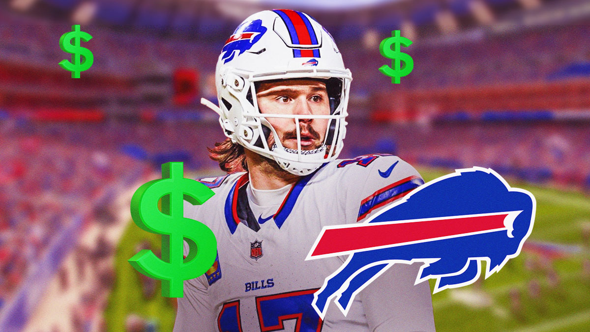 Josh Allen, Buffalo Bills logo, money signs