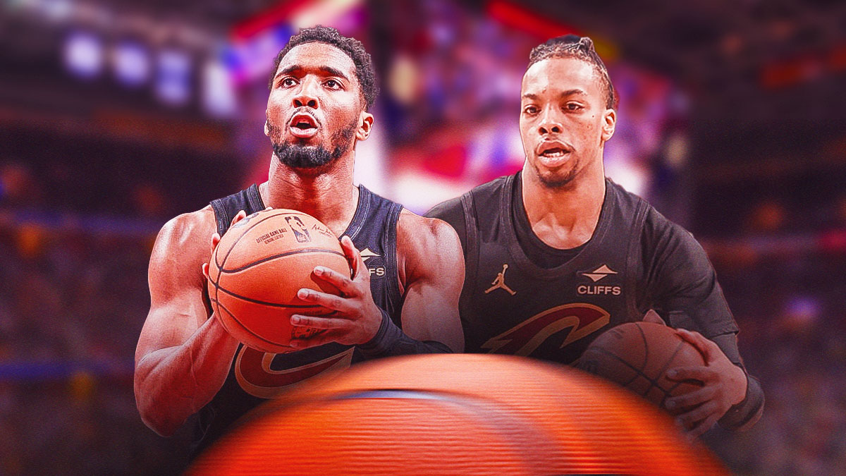 Billy Donovan, Cavs, Bulls, Bulls Cavs, Billy Donovan Bulls, Donovan Mitchell and Darius Garland in Cavs unis looking hyped, basketball background