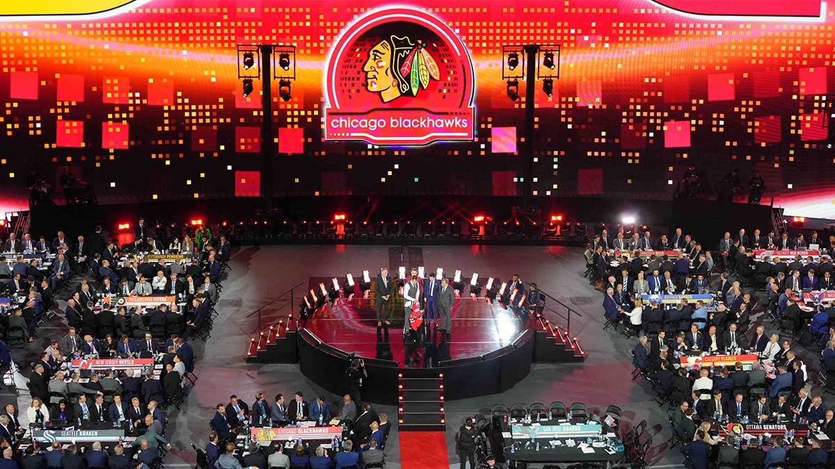 Artyom Levshunov is selected with the 2nd overall pick of the 2024 NHL Draft by the Chicago Blackhawks at The Sphere.