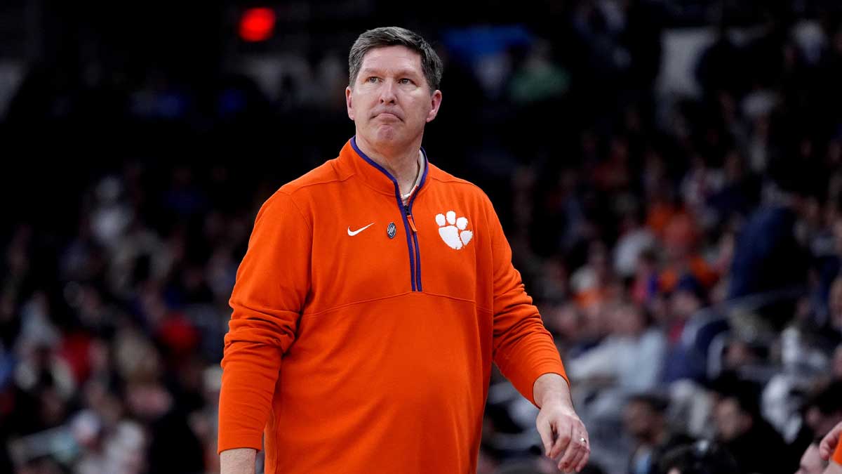 Clemson Tigers head coach Brad Brownell looks during the second half against the McNeese State Cowboys at Amica Mutual Pavilion.
