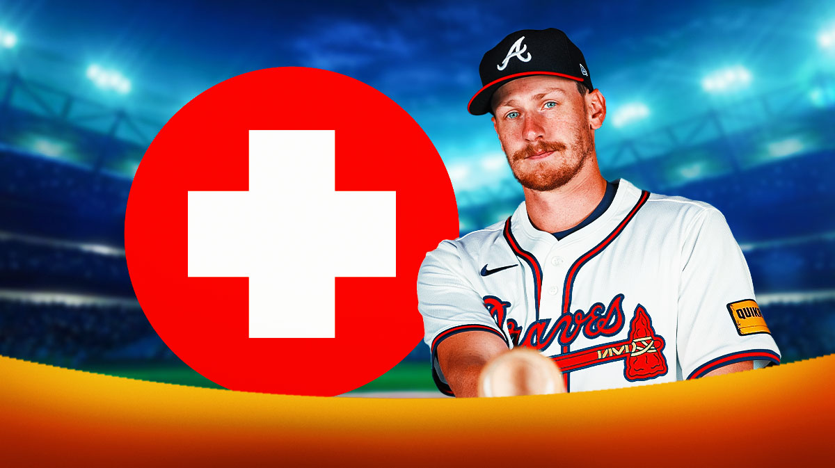 Braves catcher Sean Murphy with medical cross next to him