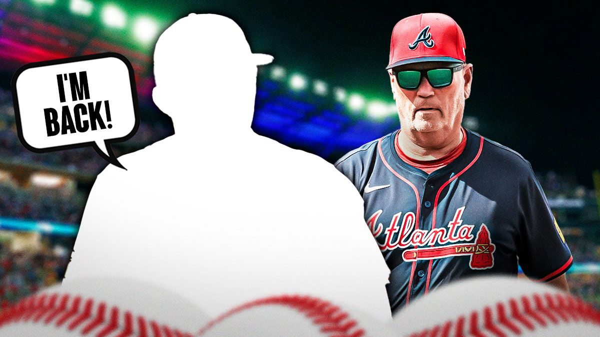 Brian Snitker on one side, a silhouette of Jesse Chavez on the other side with a speech bubble that says "I'm back!"