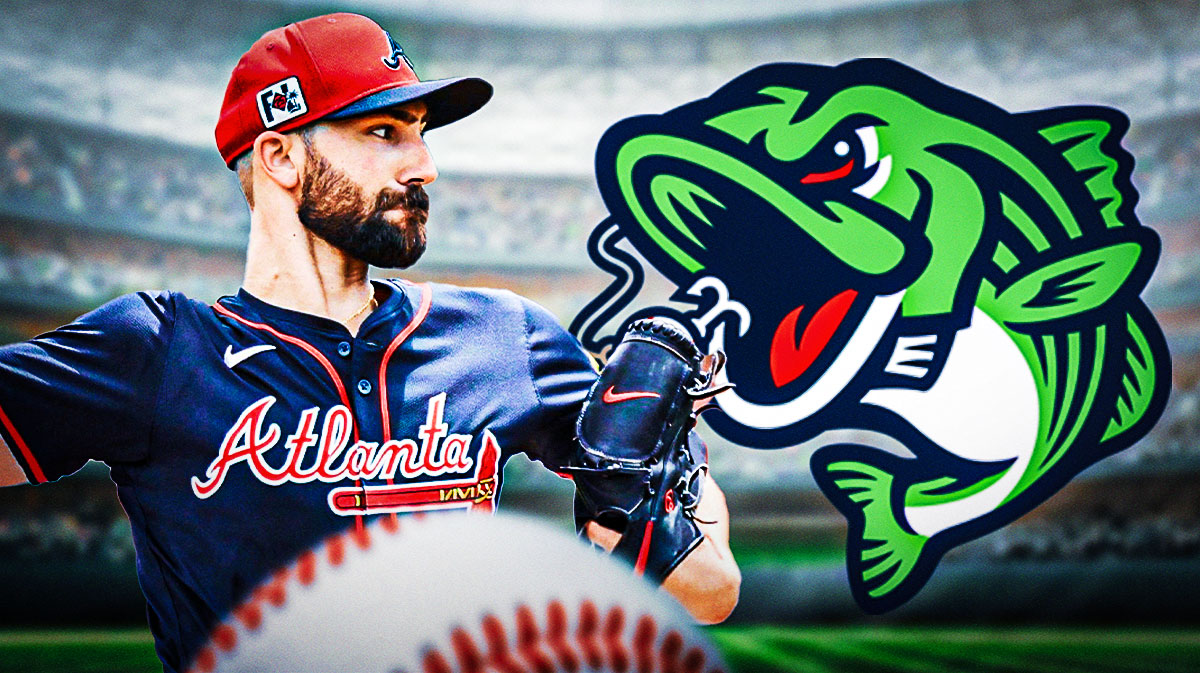Spencer Strider next to Gwinnett Stripers logo