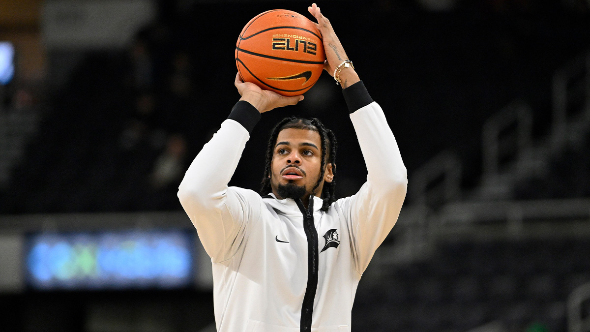 Providence Friars forward Bryce Hopkins (23) warms up before a game against the Georgetown Hoyas at Amica Mutual Pavilion