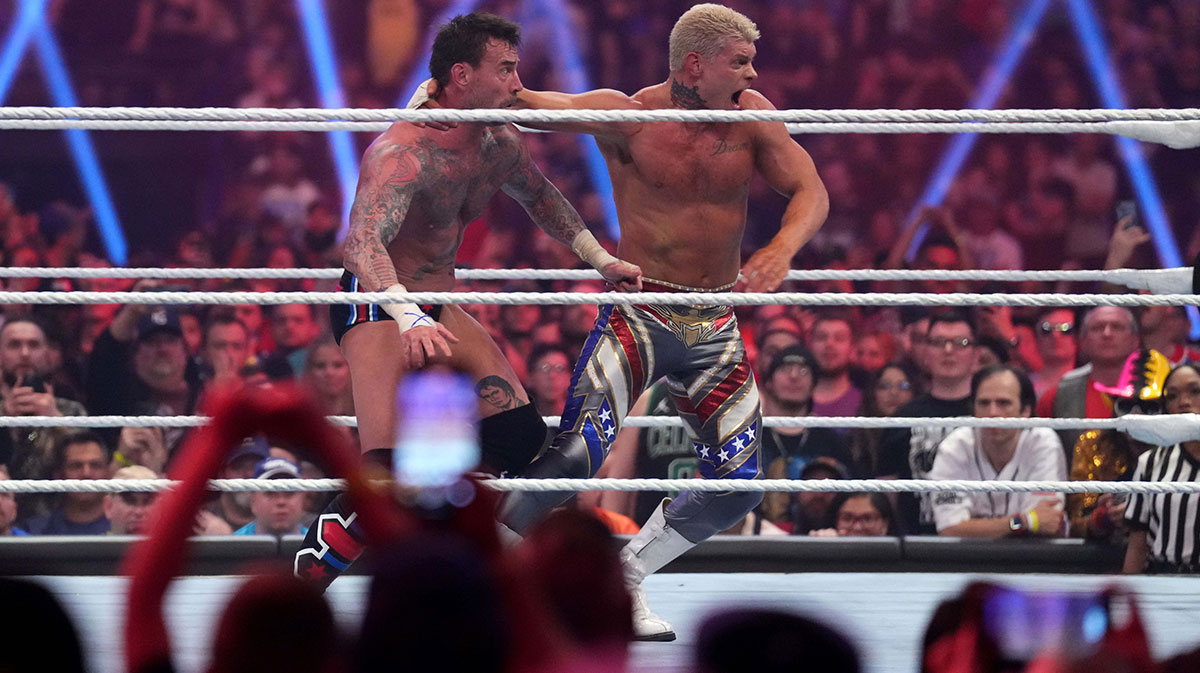 CM Punk and Cody Rhodes at the Royal Rumble on January 27, 2024.