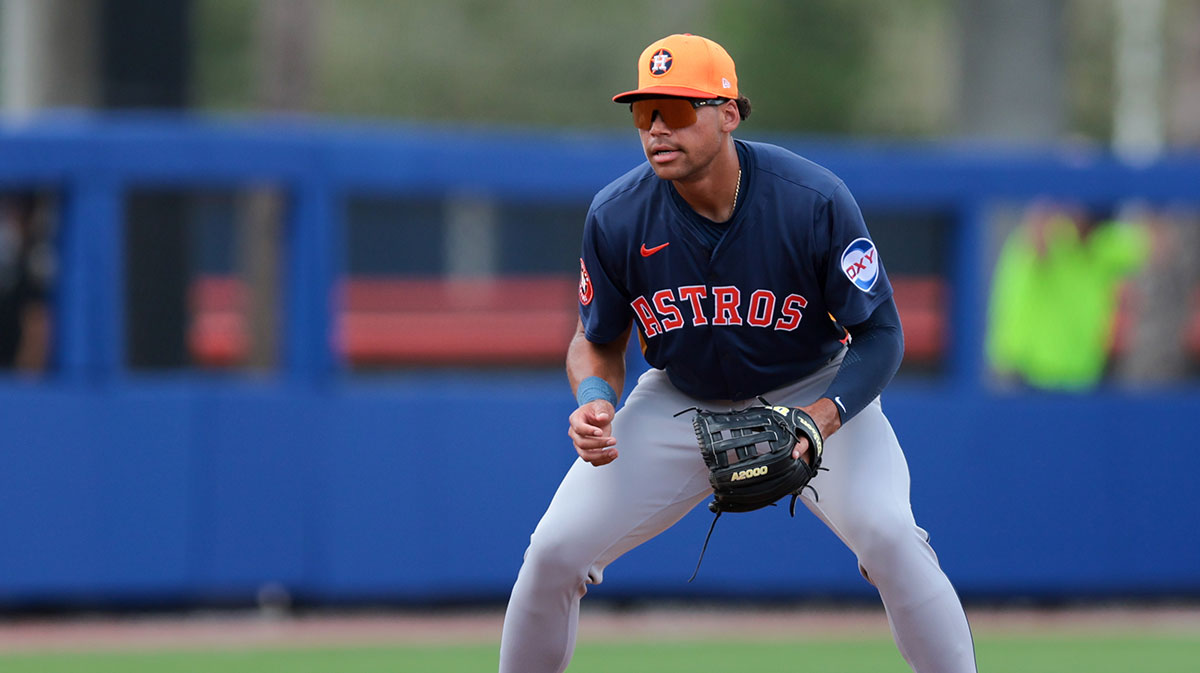 Houston Astros third baseman Cam Smith (90) plays his position against the New York Mets during the second inning at Clover Park.