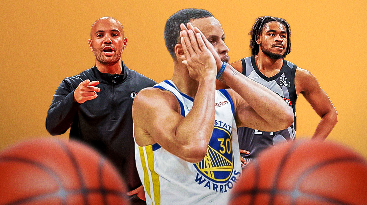 Steph Curry doing the Night Night celebration to Jordi Fernandez and Cam Thomas