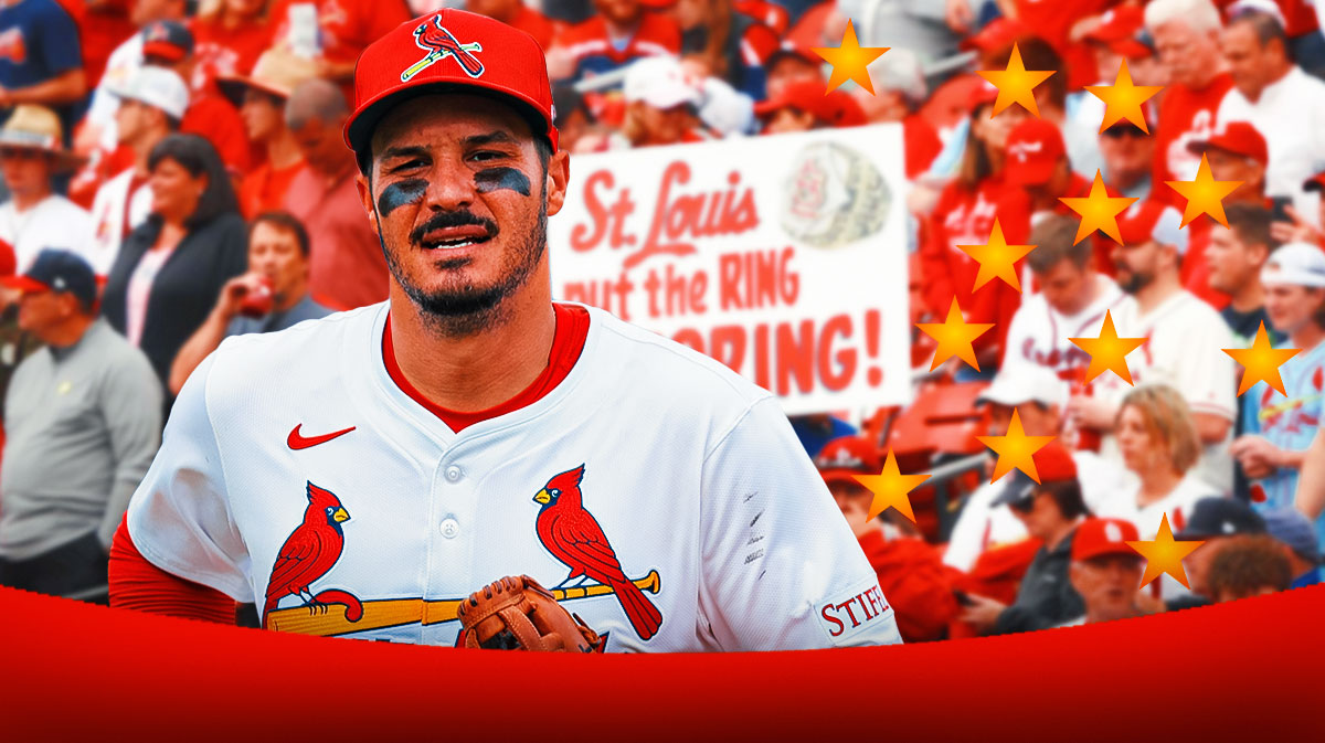 Nolan Arenado on one side, a bunch of St. Louis Cardinals fans on the other side with stars in their eyes