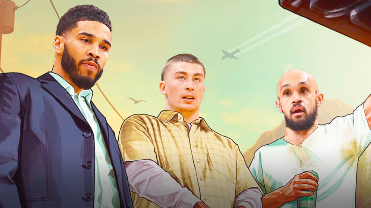 Celtics' Jayson Tatum, Payton Pritchard, and Derrick White as the GTA 5 Trio