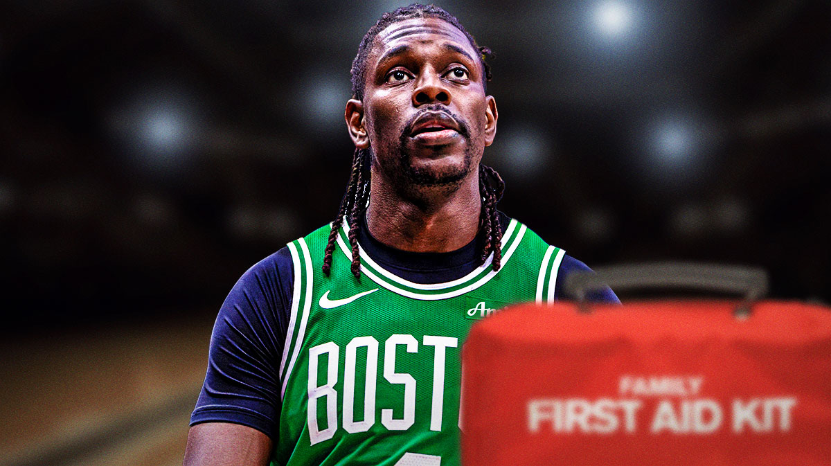 Jrue Holiday with a first aid kit.