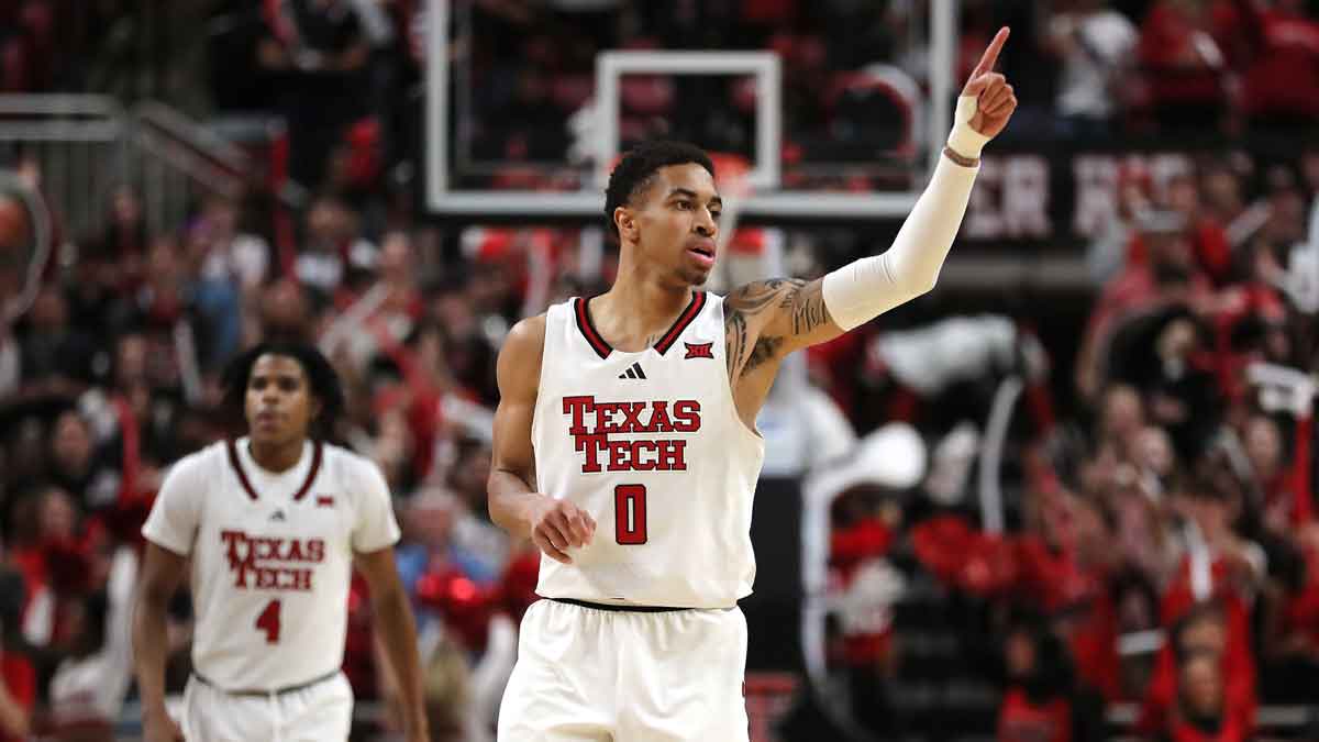 Mar 5, 2025; Lubbock, Texas, USA; Texas Tech Red Raiders guard Chance McMillian (0) reacts after scoring against the Colorado Buffaloes in the second half at United Supermarkets Arena.