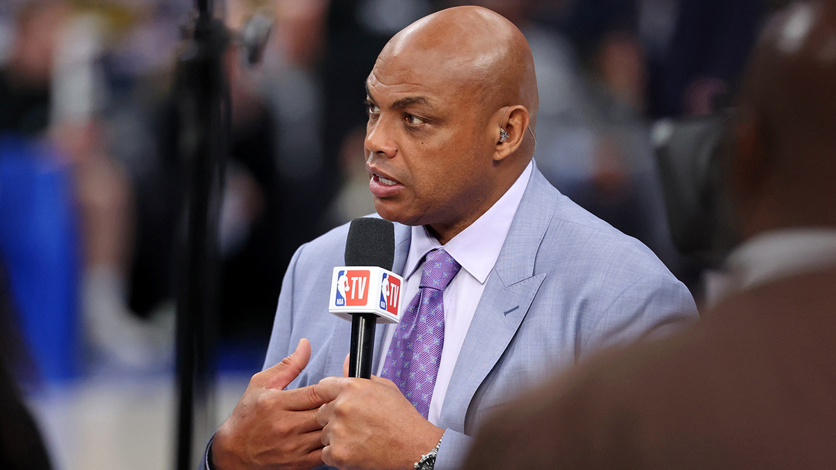 NBA TV Analyst Charles Barkley Negotiations on set before the match three of 2024 NBA finals between Boston Celtics and Dallas Mavericks in the center of American Airlines. 