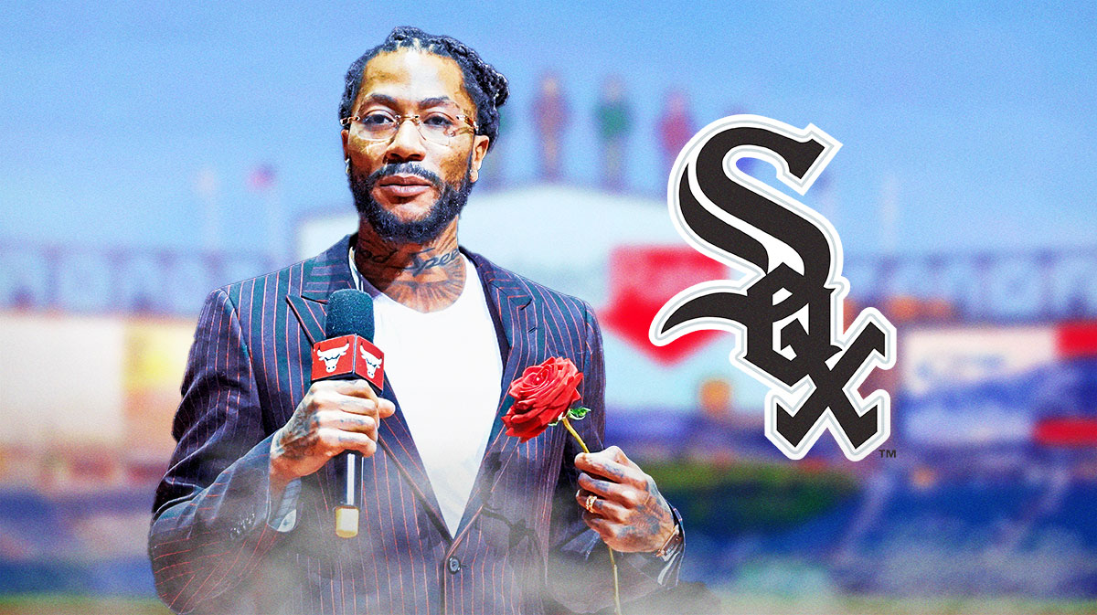 Derrick Rose next to White Sox logo