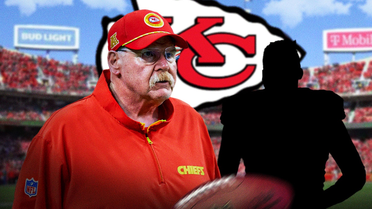 Andy Reid, silhouette of James Winchester, KC Chiefs logo