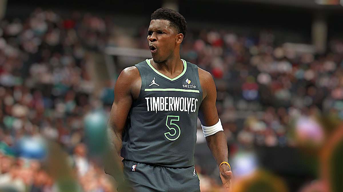 Timberwolves Anthony Edwards celebrating against the Hornets.