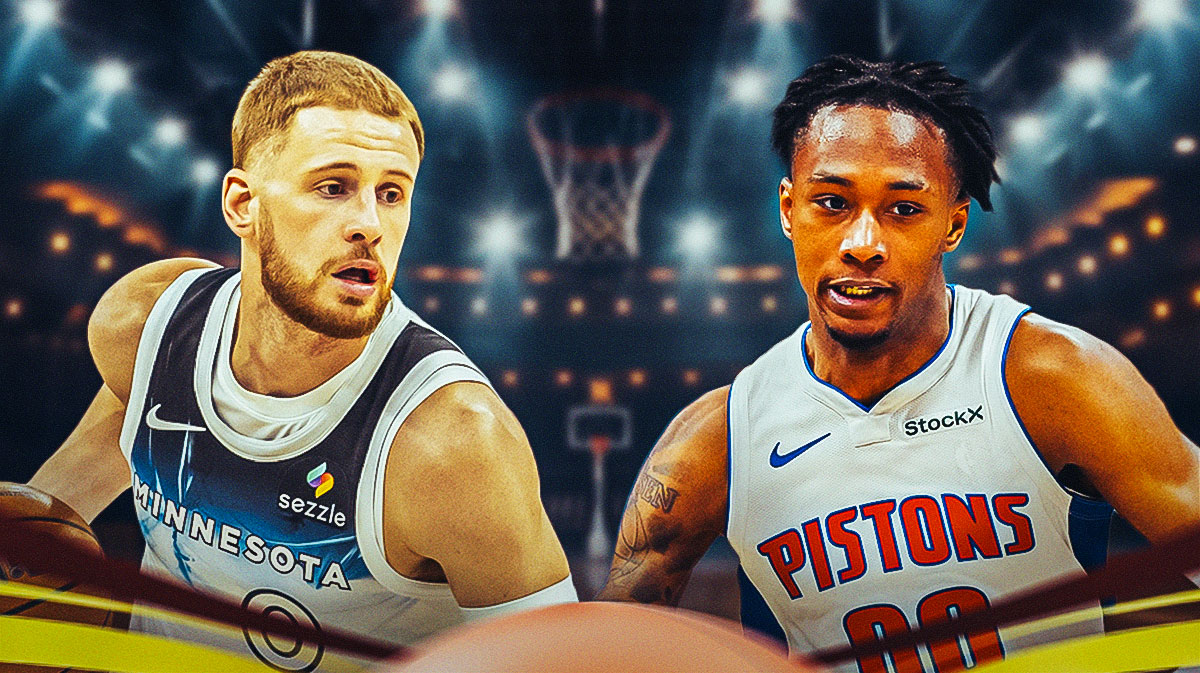 Photo of the fight between the Timberwolves Donte DiVincenzo and Pistons' Ron Holland