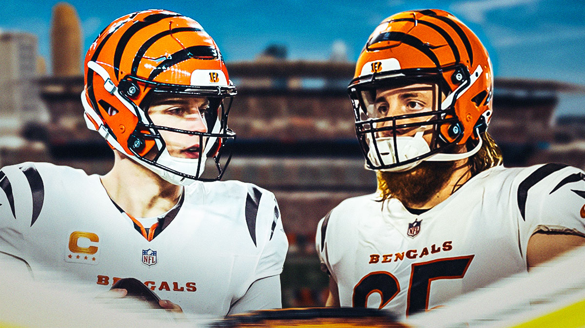 Joe Burrow and Alex Cappa in Bengals jerseys