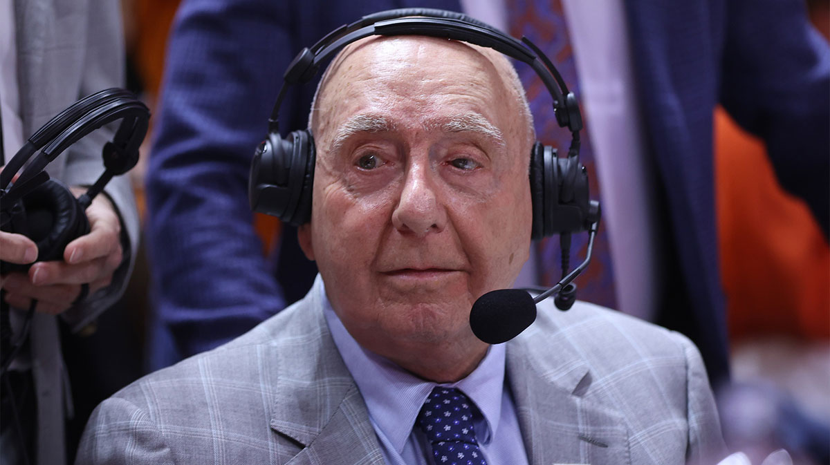 ESPN analyst Dick Vitale before the game between the Tennessee Volunteers and the Alabama Crimson Tide at Thompson-Boling Arena at Food City Center.