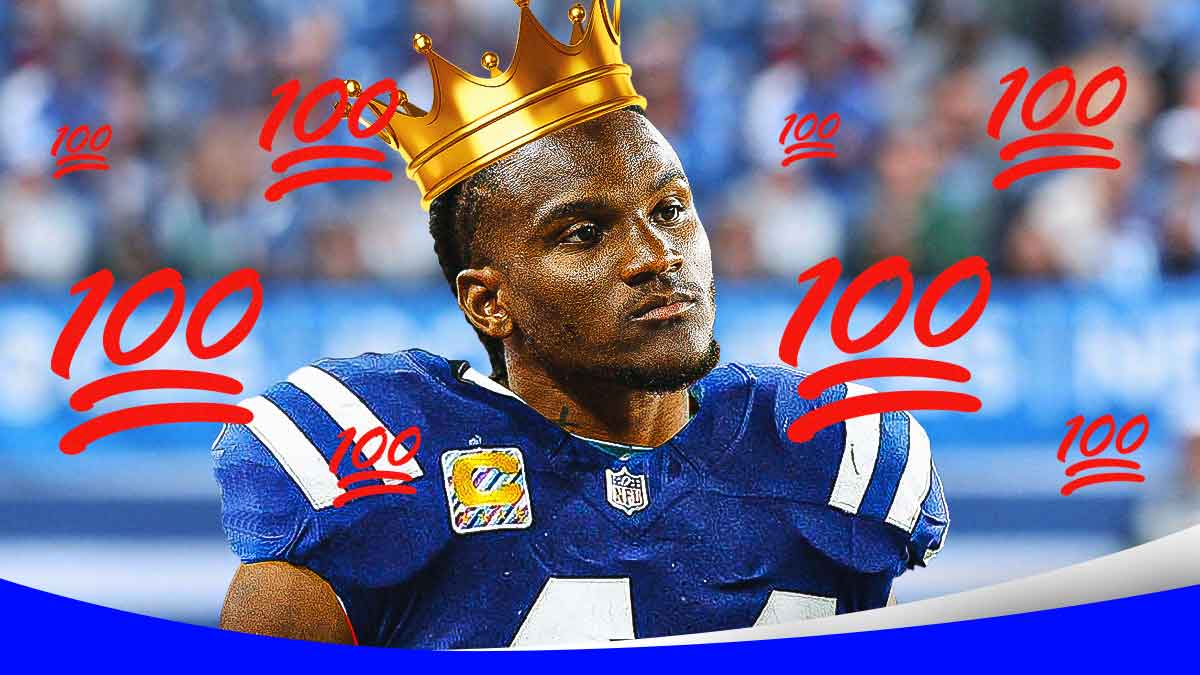 Charvarius Ward in an Indianapolis Colts uniform wearing a crown with some 100 emojis around after colts signed ward to a contract in free agency to improve the defense.