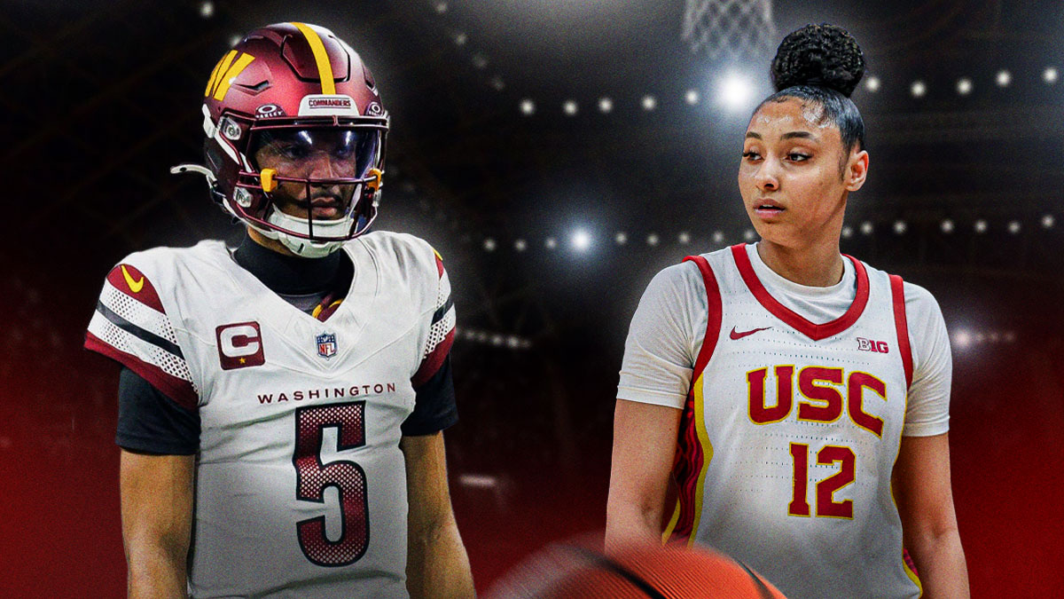Jayden Daniels-JuJu Watkins photo during NCAA Tournament goes viral