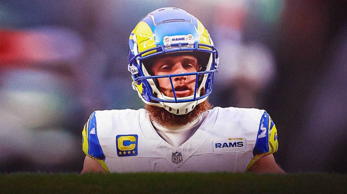Cooper Kupp, Rams, Cooper Kupp Rams, Cooper Kupp release, Cooper Kupp statement, Cooper Kupp looking sad in Rams uniform, Rams stadium in the background