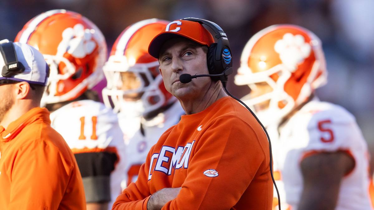 Clemson Tigers head coach Dabo Swinney reacts against the Texas Longhorns during the CFP National playoff first round at Darrell K Royal-Texas Memorial Stadium.
