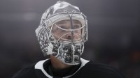 Los Angeles Kings goaltender Darcy Kuemper (35) looks on during the third period of a hockey game against the Nashville Predators at Crypto.com Arena.