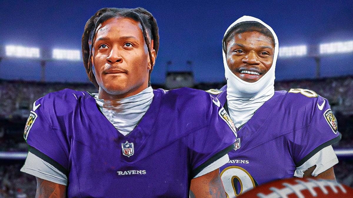 Ravens DeAndre Hopkins and Ravens Lamar Jackson