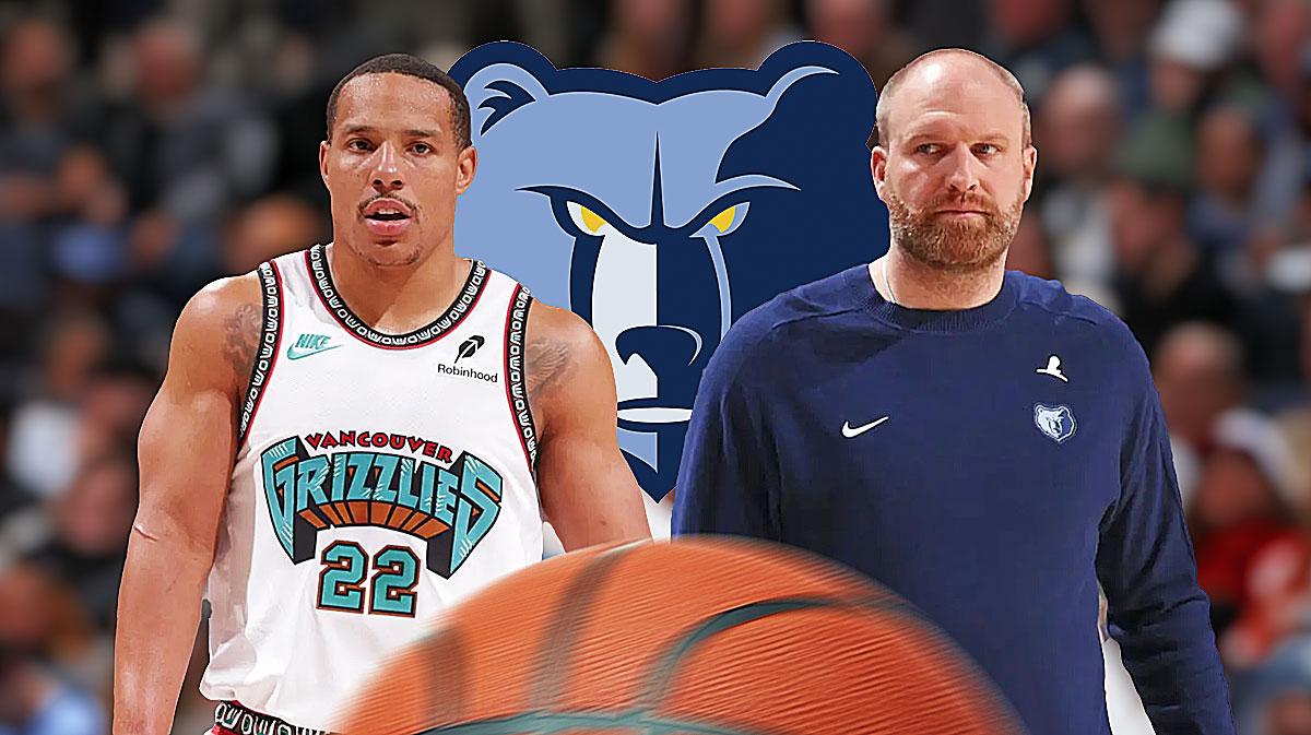 Desmond Bane, Taylor Jenkins. Grizzlies logo.