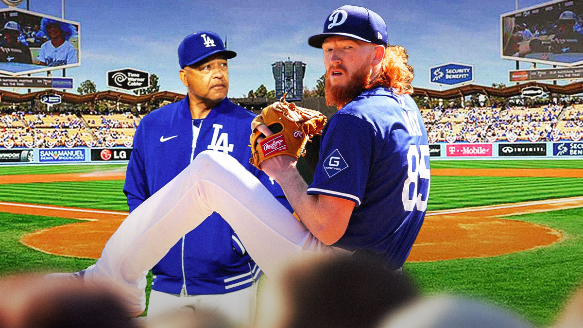 Dodgers manager Dave Roberts, pitcher Dustin May