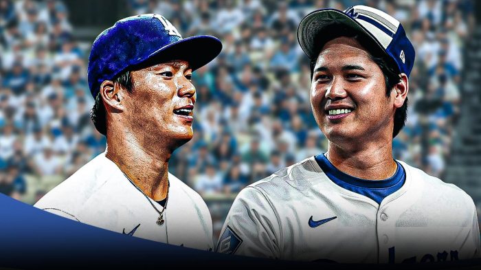 Yoshinobu Yamamoto and Shohei Ohtani of the Dodgers