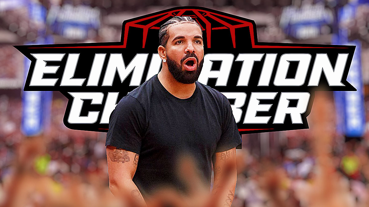 Drake with 2025 WWE Elimination Chamber logo.