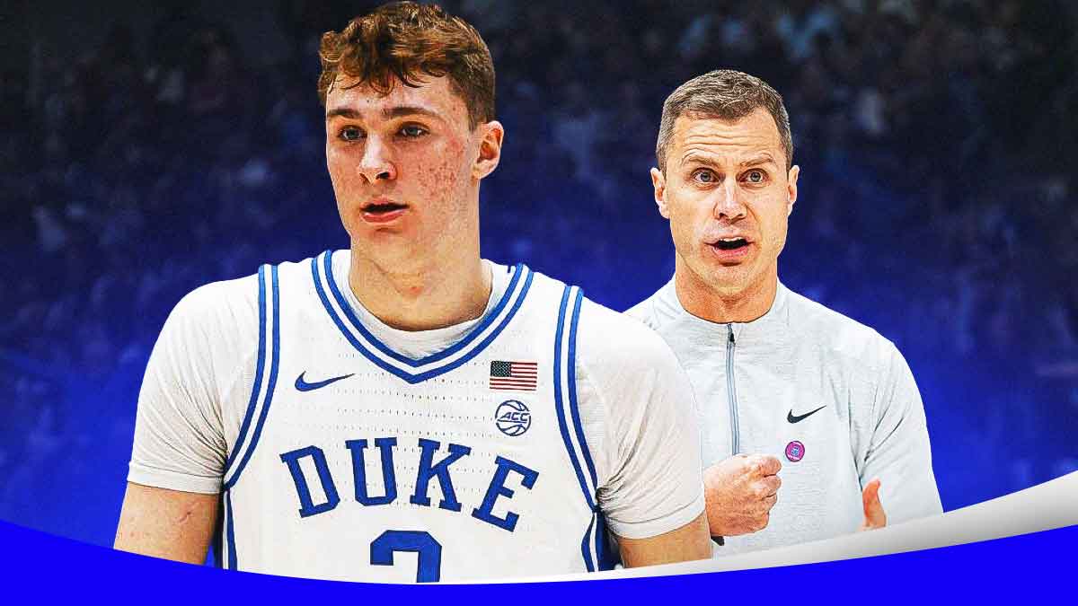 Cooper Flagg and Jon Scheyer, Duke Blue Devils logo, eyes symbols