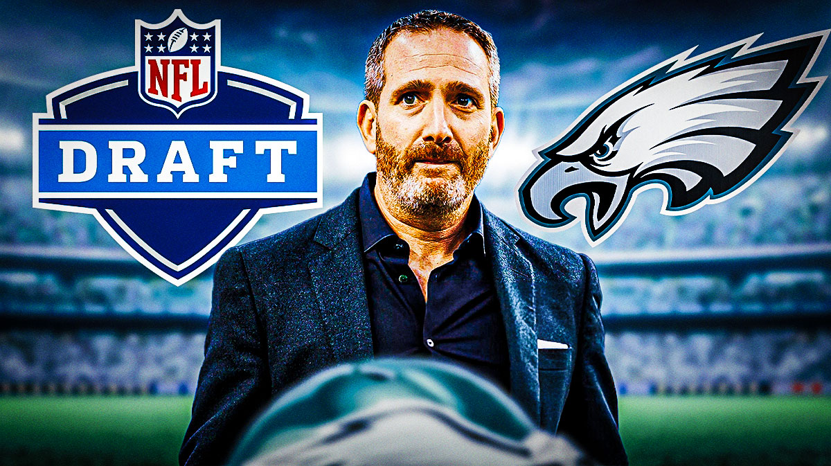 Howie Roseman with Eagles logo and NFL Draft logo.